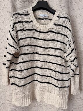 IRO Cream & Black Striped Relaxed Knit Crewneck Sweater